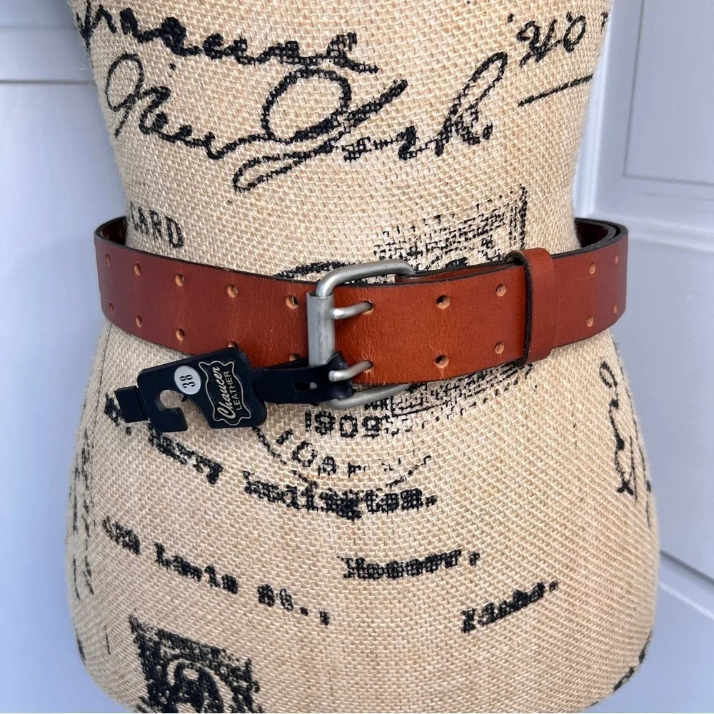 Vintage Chaucer Brown Harness Leather Perforated Belt NWT
